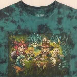 Alice in Wonderland Big Chris Art Graphic Shirt Mens Size Medium M Green